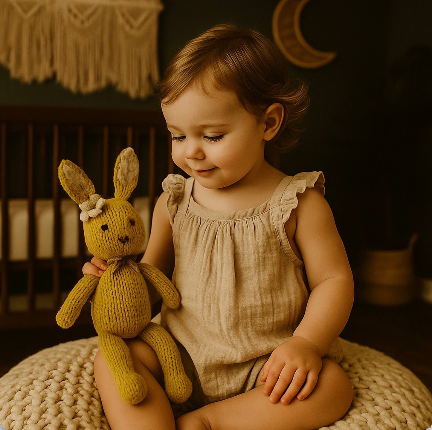 Baby Wool Knit Buddy | Ditsy Rabbit (LARGE) finn + emma
