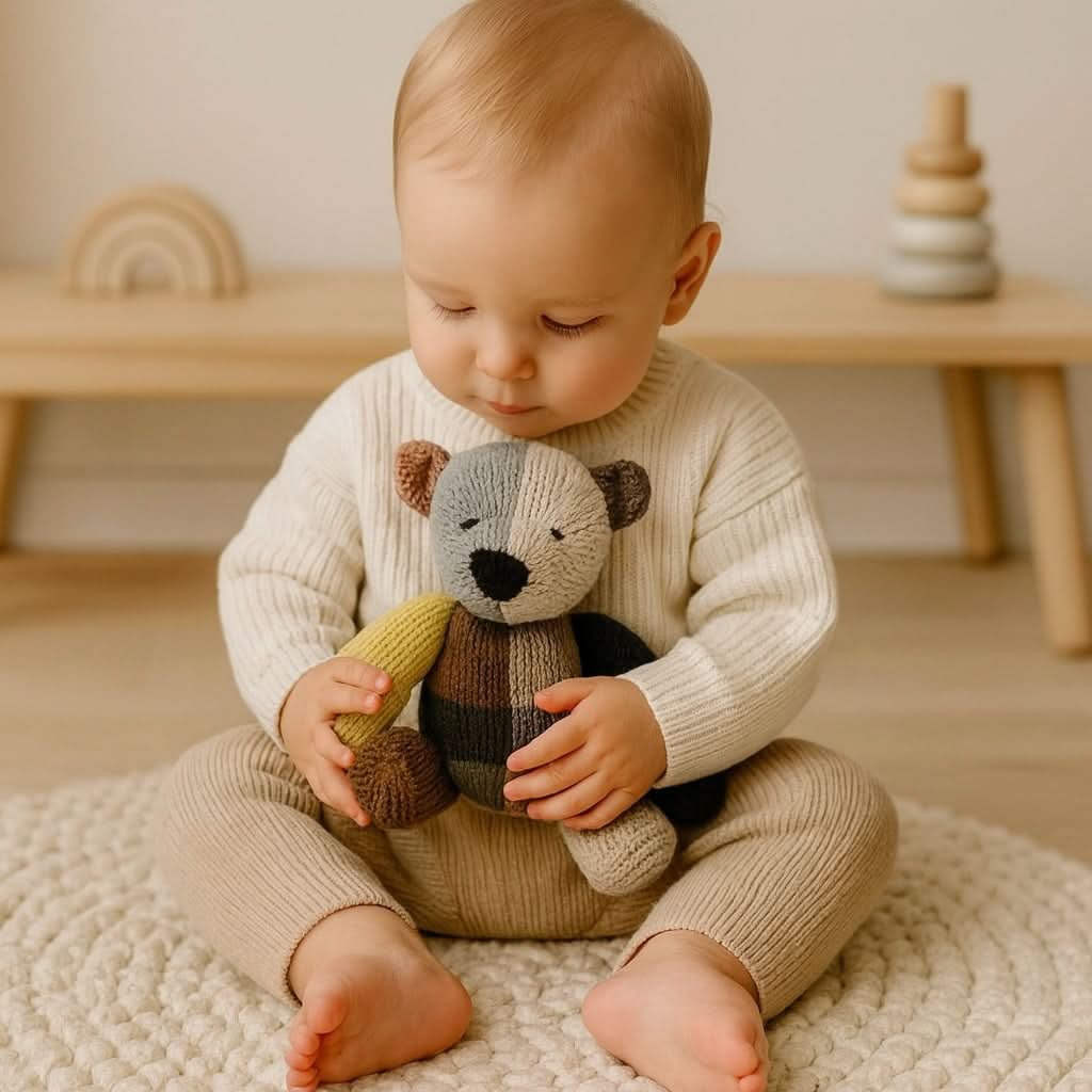 Baby Wool Knit Buddy | Dee Patchwork Bear finn + emma