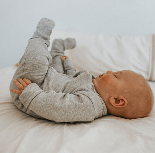 Baby 3pc footie set | vintage aqua periwinkle & heather grey finn + emma