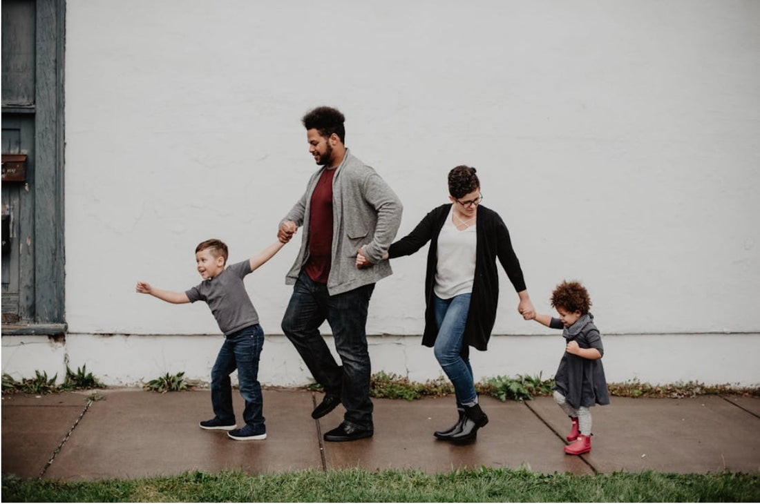 family walking outside