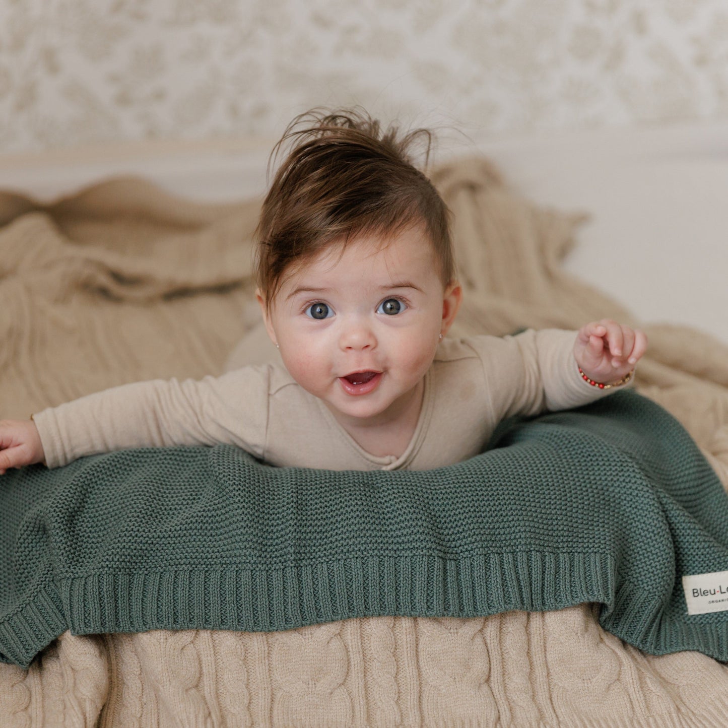 Baby Heritage Knit - 100% Organic Cotton Luxury Knit Baby Swaddle Bleu La La