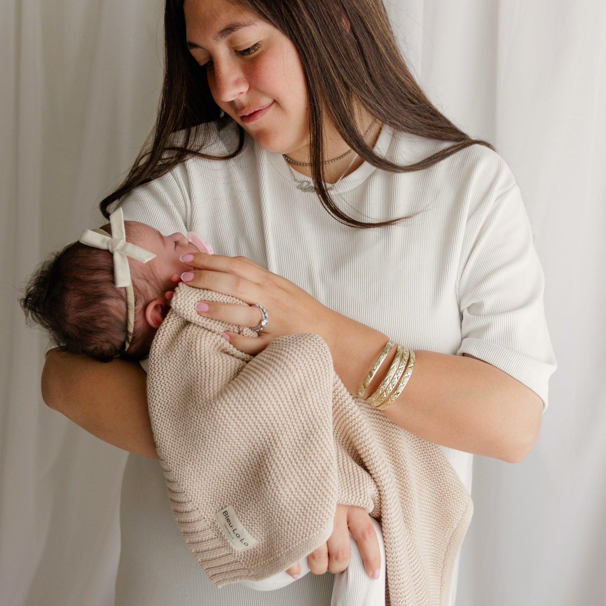 Baby Heritage Knit - 100% Organic Cotton Luxury Knit Baby Swaddle Bleu La La