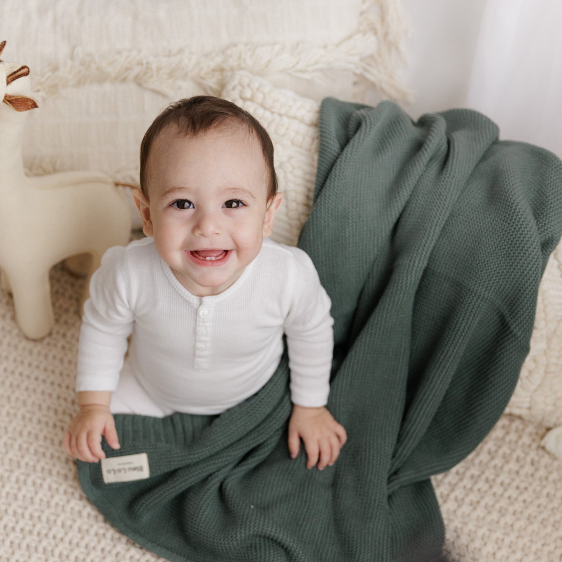 Baby Heritage Knit - 100% Organic Cotton Luxury Knit Baby Swaddle Bleu La La