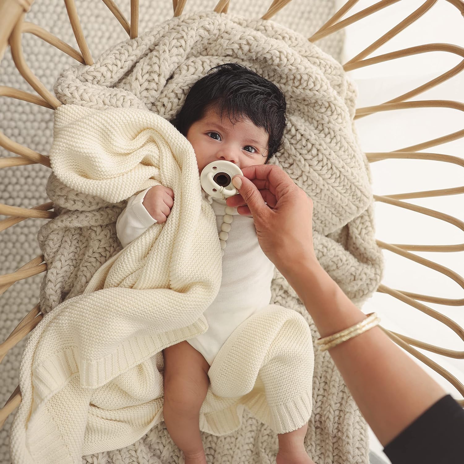 Baby Heritage Knit - 100% Organic Cotton Luxury Knit Baby Swaddle Bleu La La