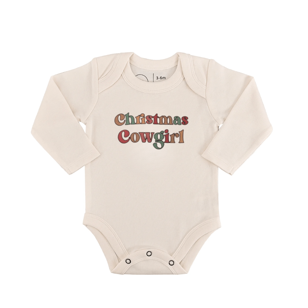 Baby long sleeve graphic bodysuit | christmas cowgirl finn + emma