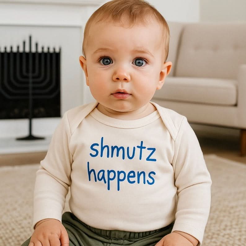 Baby long sleeve graphic bodysuit | schmutz happens finn + emma
