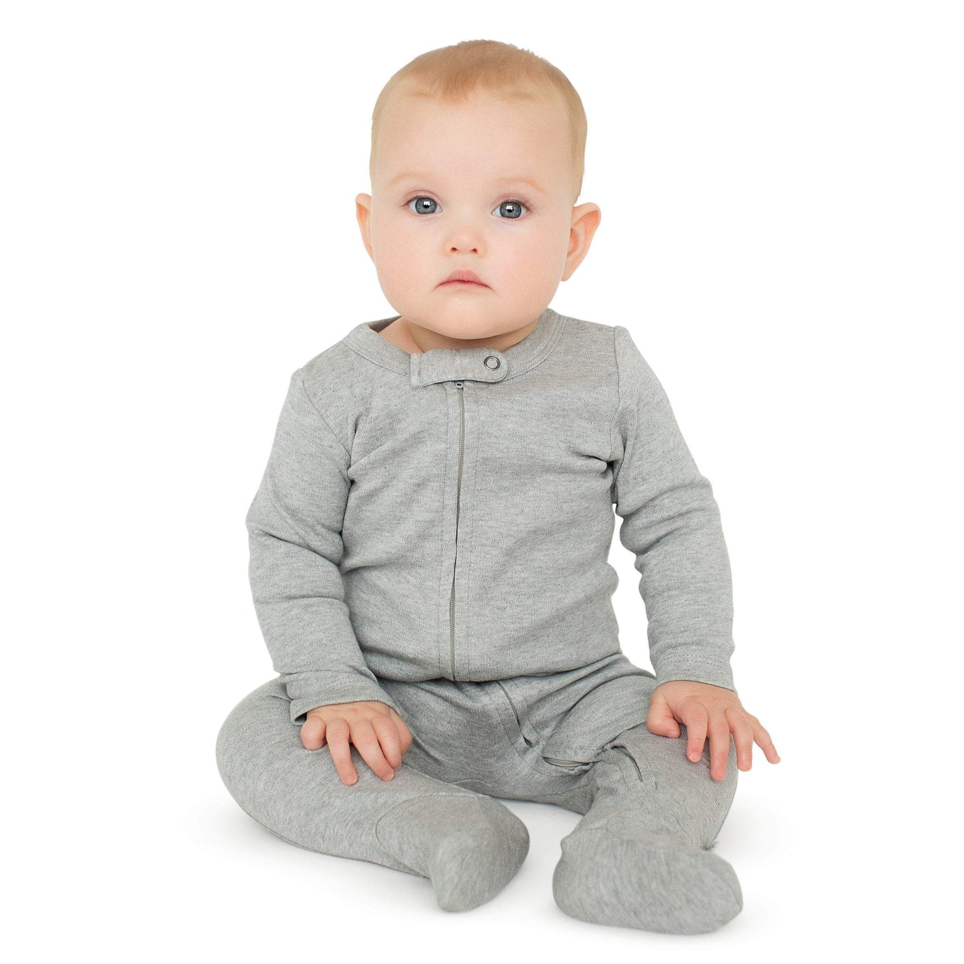 Baby 2 pc. zipper footie set | ivory & heather grey finn + emma