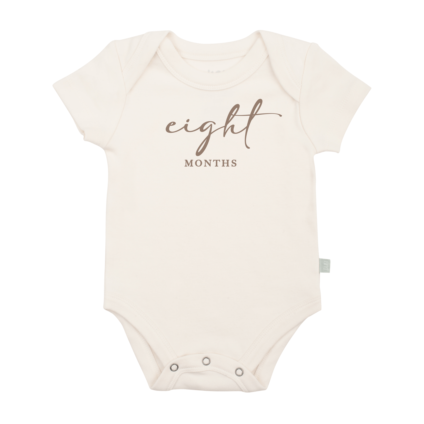Baby graphic bodysuit | eight months milestone taupe finn + emma