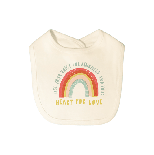 Baby graphic bib | kindness rainbow finn + emma