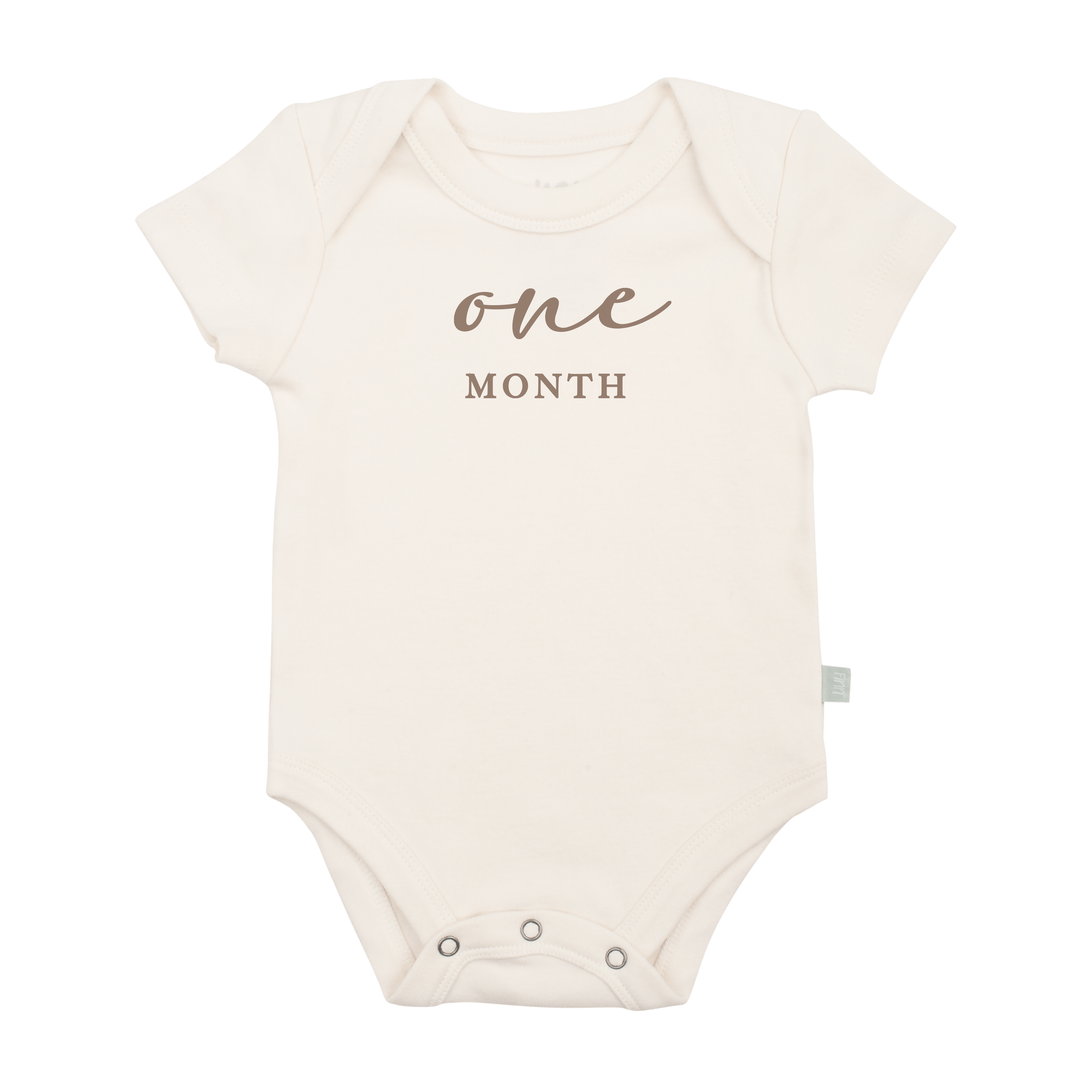 Baby graphic bodysuit | one month milestone taupe finn + emma